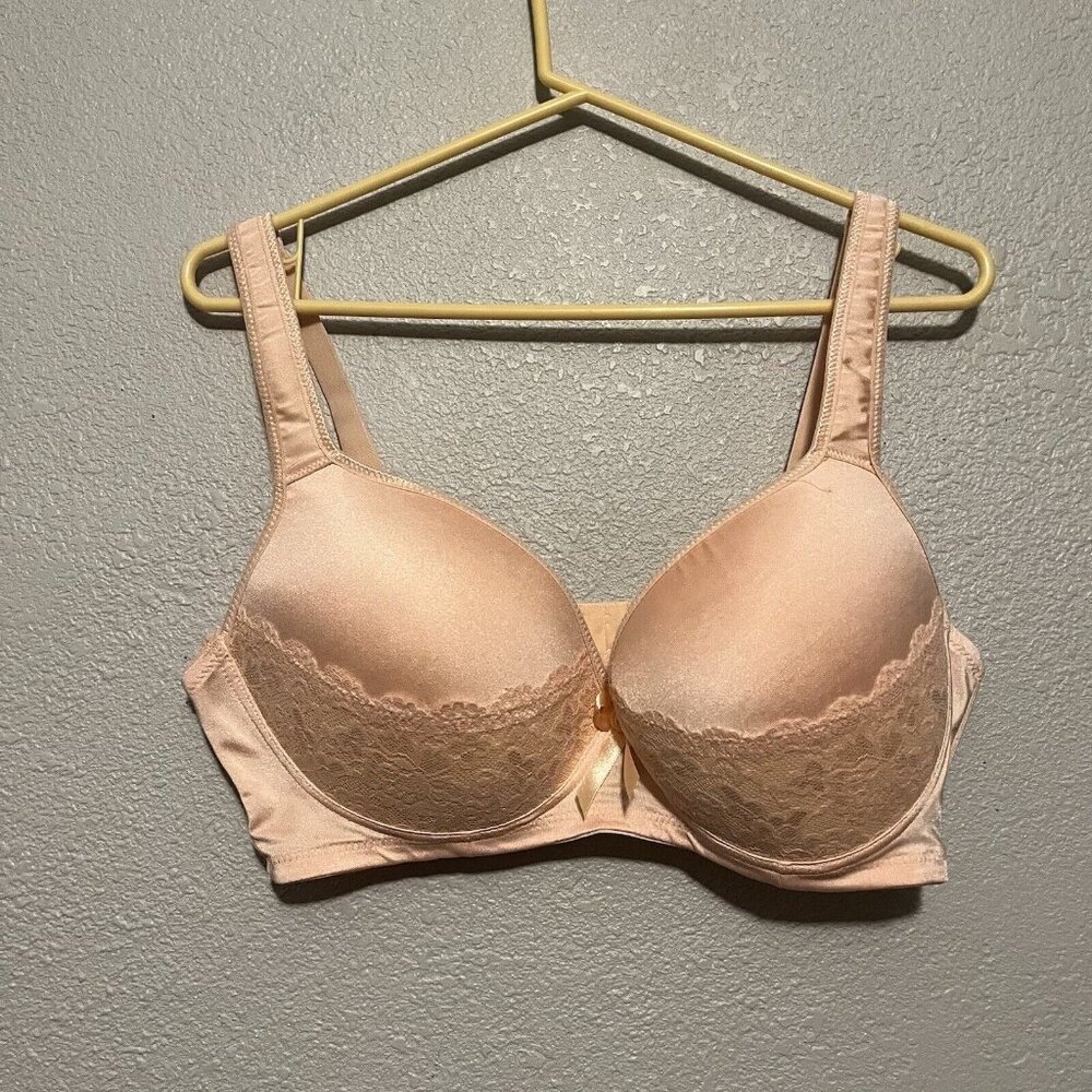 Angelina Blush Pink Padded Underwire Bra/ Lace Cup Size 42D